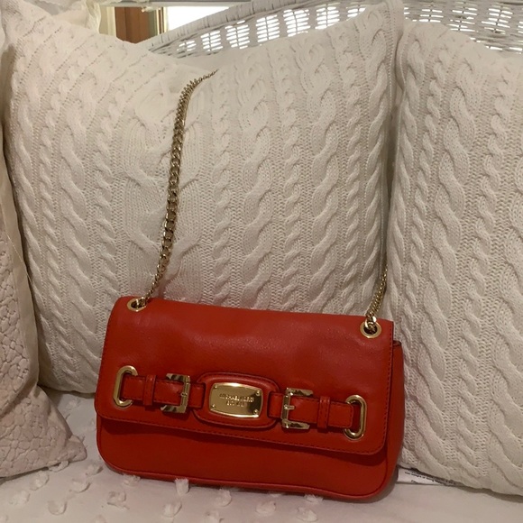 Michael Kors Orange Red Leather Shoulder Bag - Picture 1 of 2